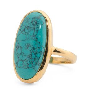 SHAANTI JEWELS  India 18kt Gold Plated Sterling Silver Turquoise Bezel Ring